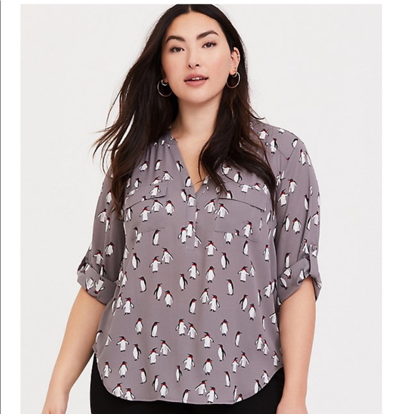 ❌SOLD❌ HARPER PENGUIN GEORGETTE PULLOVER BLOUSE - Picture 1 of 7